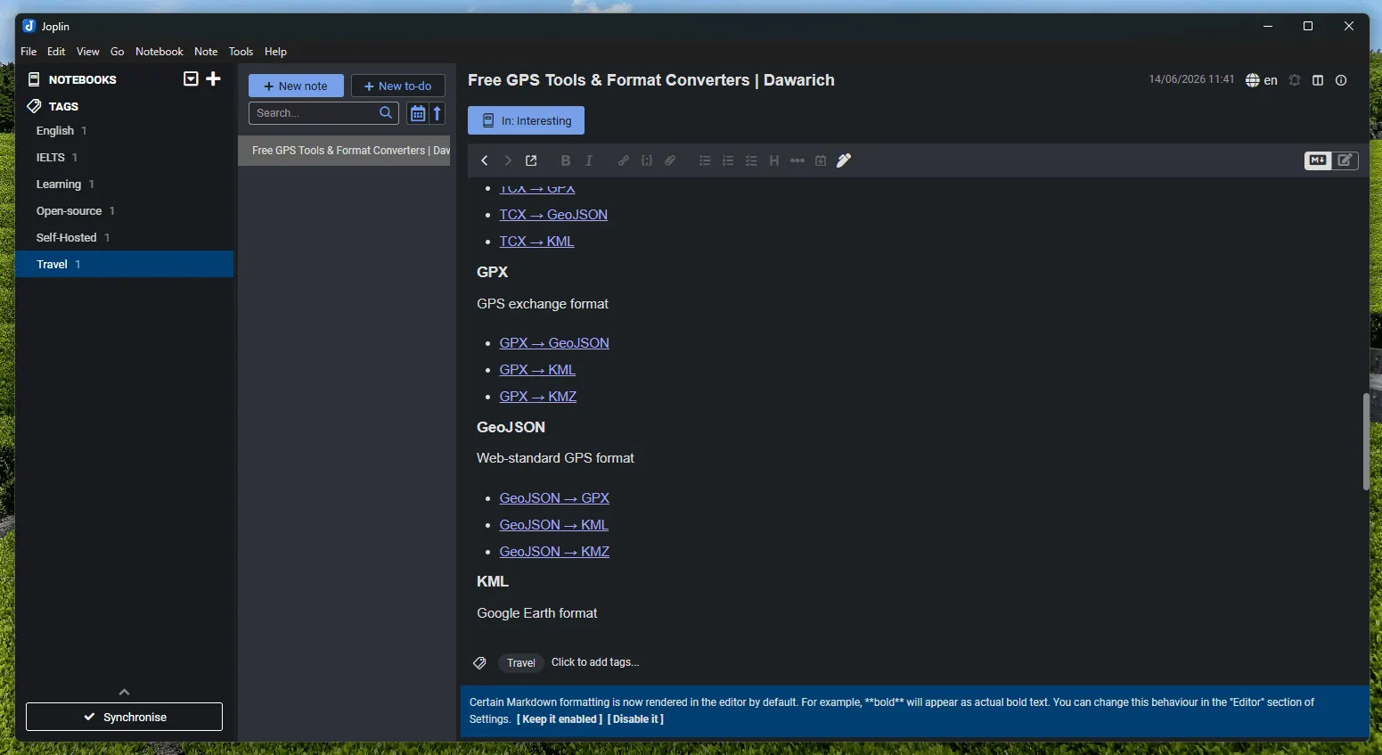 joplin interface